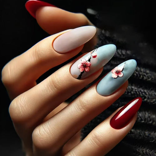 Artistic Floral Press-On Nail Designs Bowlift