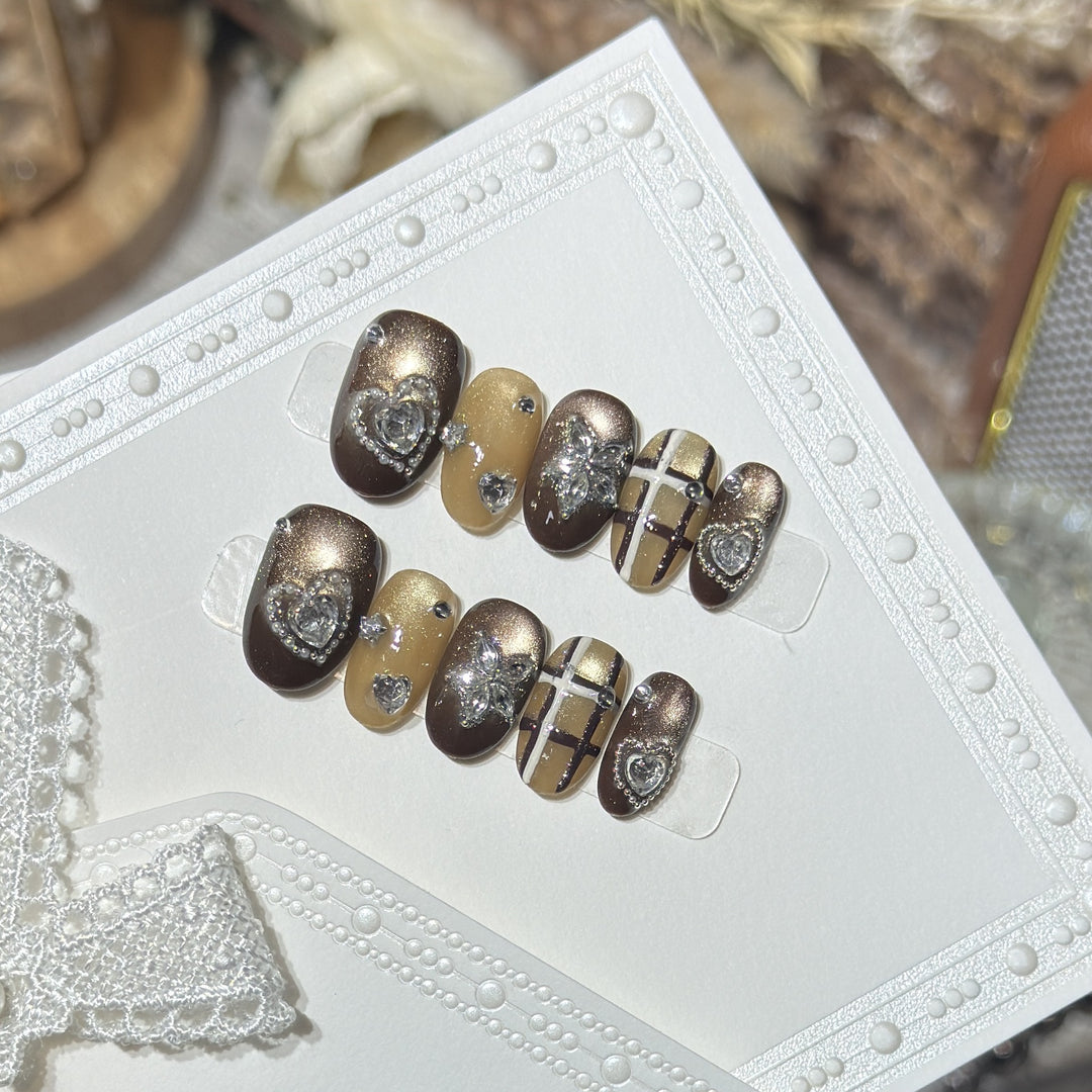 Artistic Stiletto Press-On Nail Set with Luxury Decorative Accents Bowlift