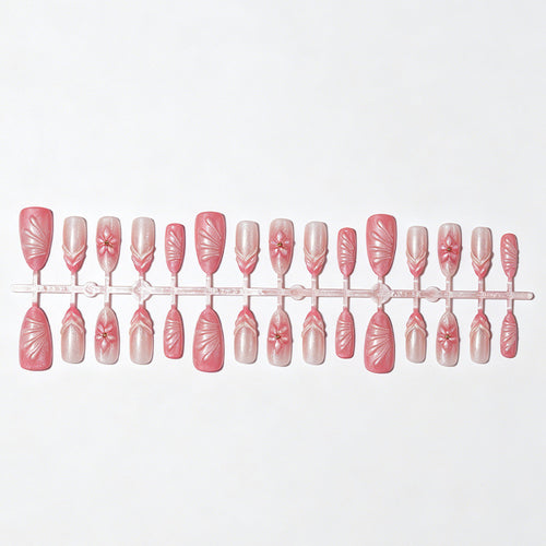 Artistic Floral Press-On Nail Set Bowlift