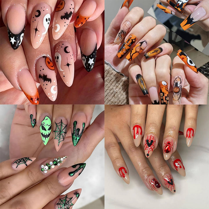 Nail art set with floral patterns and ombre effects Bowlift