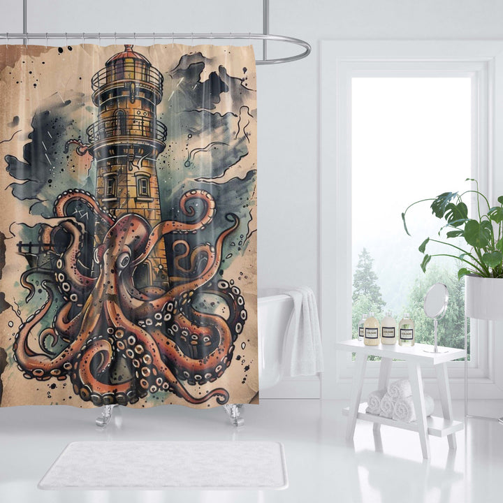 Ocean-Themed Art Shower Curtain Bowlift