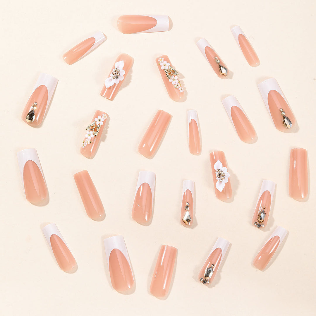Decorative Floral Acrylic Nail Art Extensions Bowlift