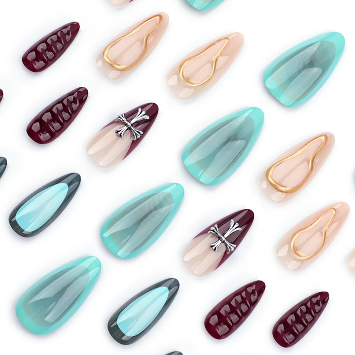 Artful acrylic nails with 3D design and glitter accents Bowlift