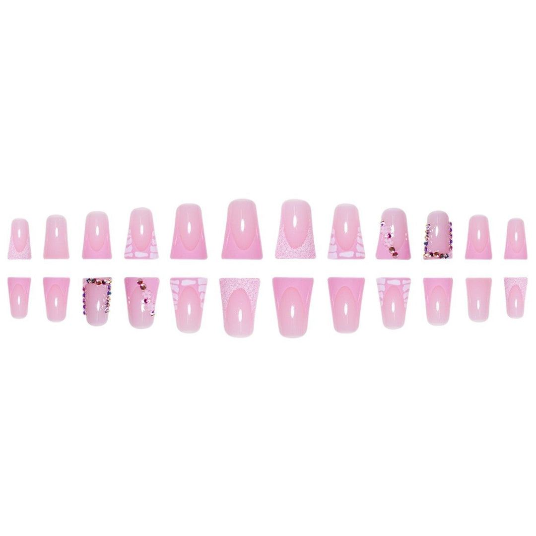 Glamorous Acrylic Press-On Nail Extensions with Decorative Rhinestones Bowlift