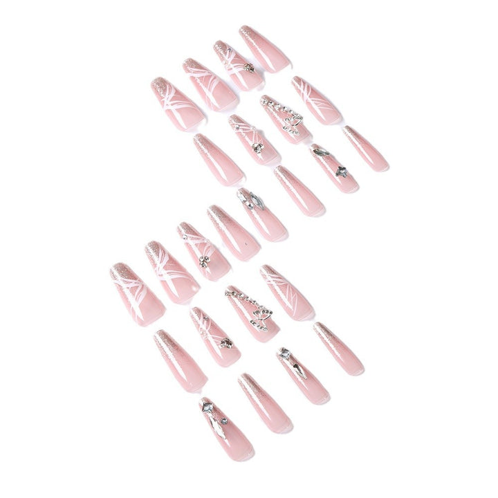 Glamorous Crystal-Embellished Press-On Nail Set Bowlift