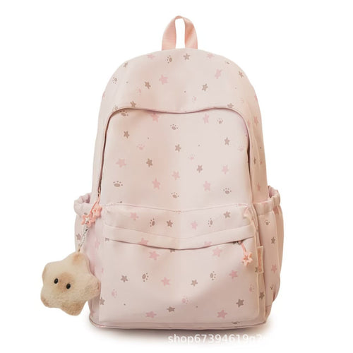 Star-Patterned Soft Fabric Backpack Bowlift