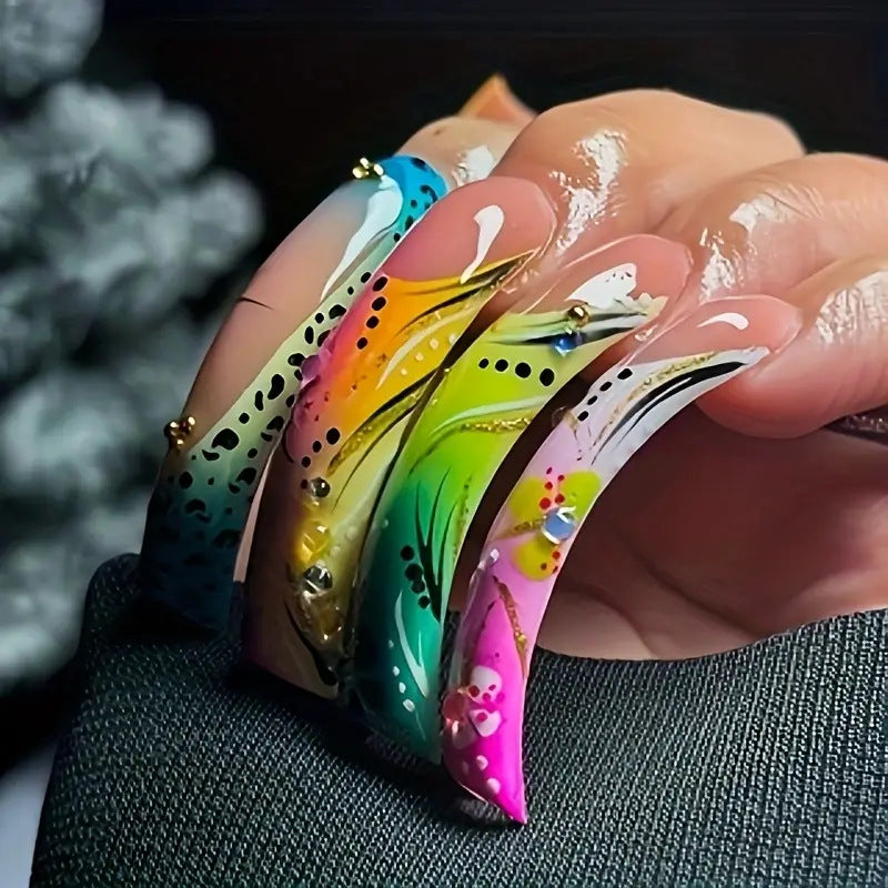 Artistic Long Length Press-On Nails Bowlift