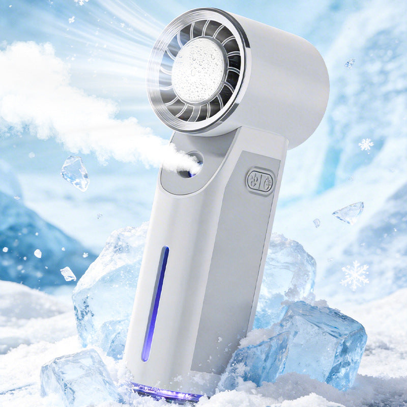 Cooling portable bladeless misting fan with USB rechargeable battery and adjustable airflow Bowlift