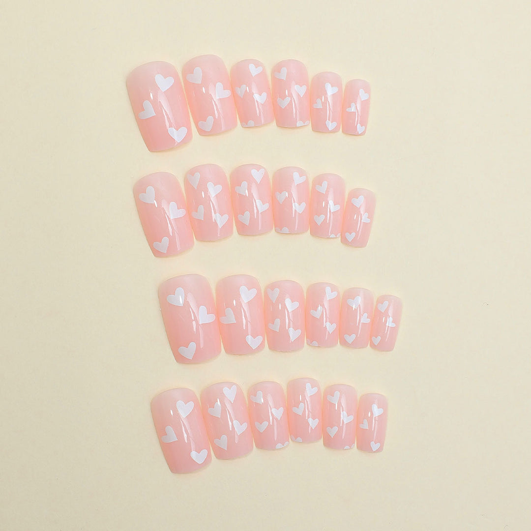 Heart-Themed Full Cover Press-On Nails Bowlift