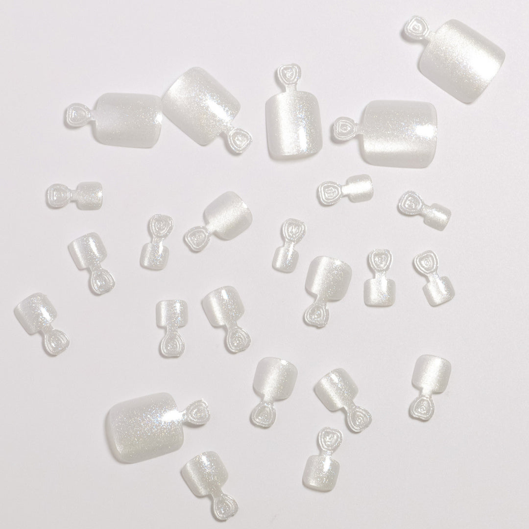 Premium Glittering Pedicure Press-On Nail Set Bowlift