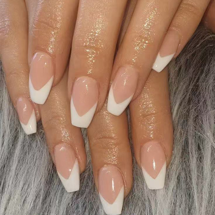 Elegant French Tip Press-On Nails Bowlift