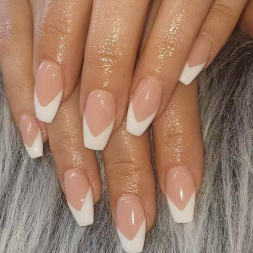 Elegant French Tip Press-On Nails Bowlift