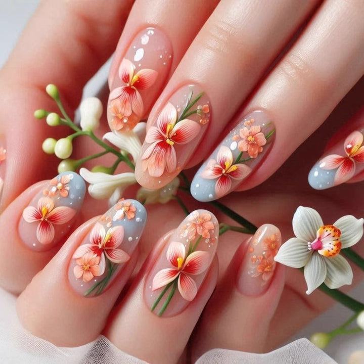 Floral Embellished Nail Art Bowlift