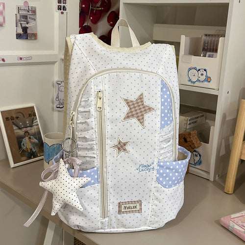Cute Star-Patterned Ruffled School Backpack
