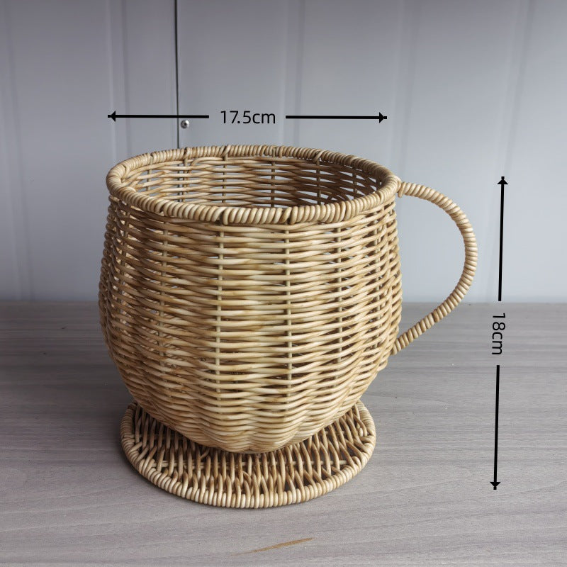 Handcrafted Natural Wicker Planter Bowlift