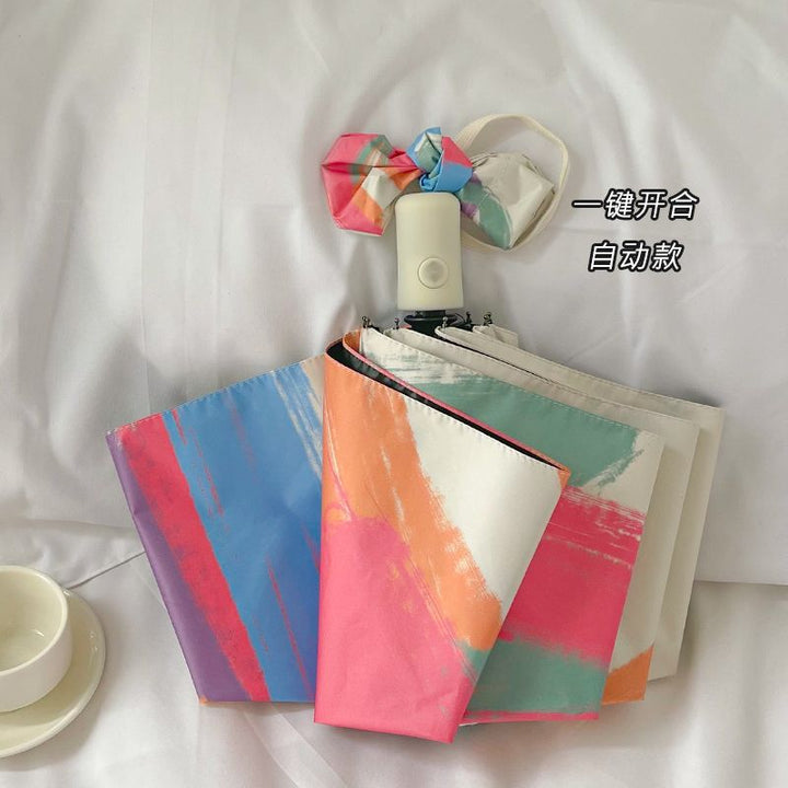 Ladies Automatic Folding Umbrella with Unique Color Play Bowlift