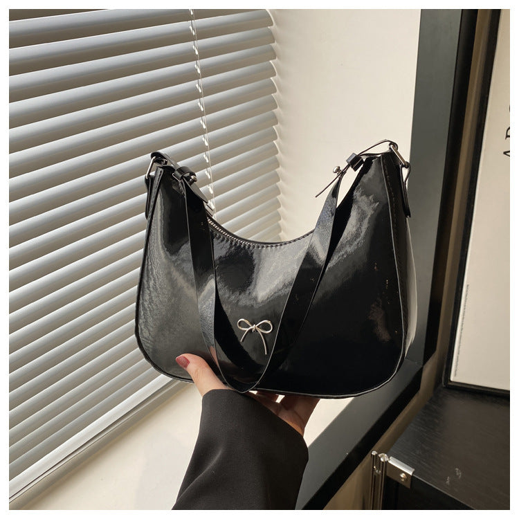 Premium Glossy Faux Leather Hobo Bag Bowlift