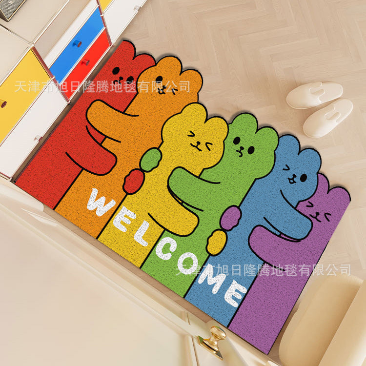 Unisex Playful Cartoon Cat-Themed Welcome Mat Bowlift