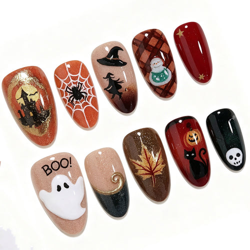Halloween-Themed Decorative Press-On Nail Art Set Bowlift