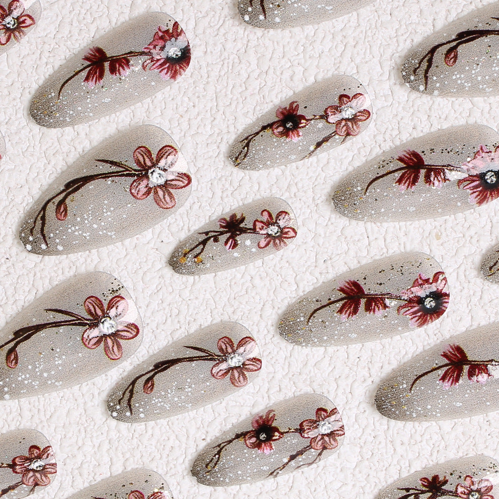 Artistic Floral Press-On Nail Set Bowlift