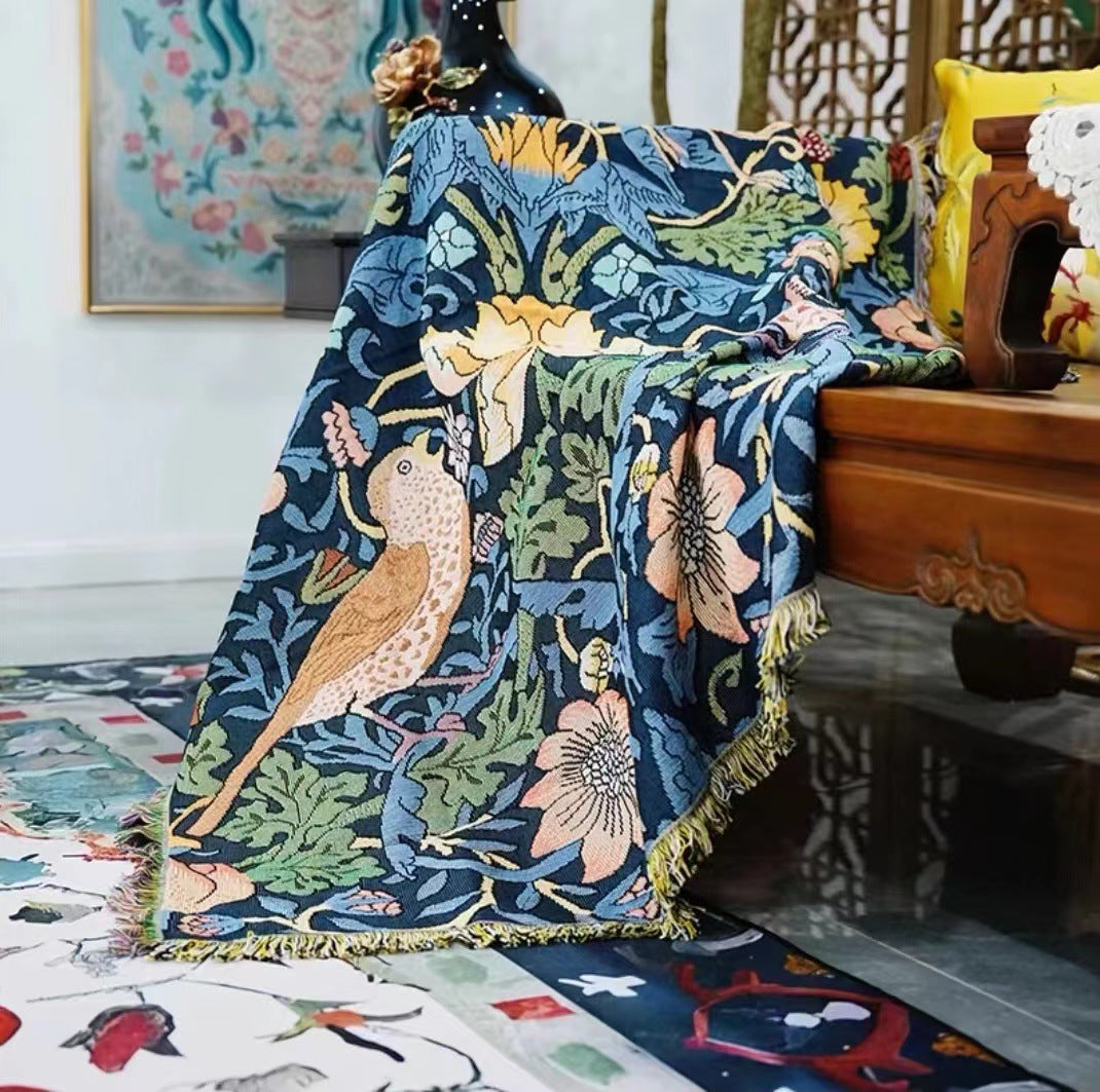 Artistic Botanical Woven Throw Blanket