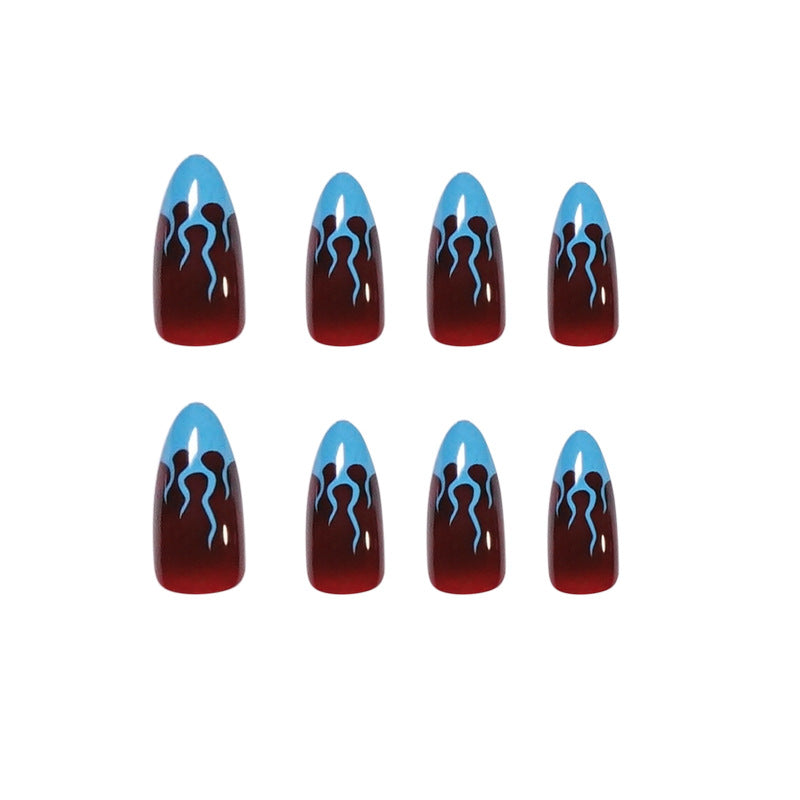 Artistic stiletto nails with extravagant flame pattern Bowlift