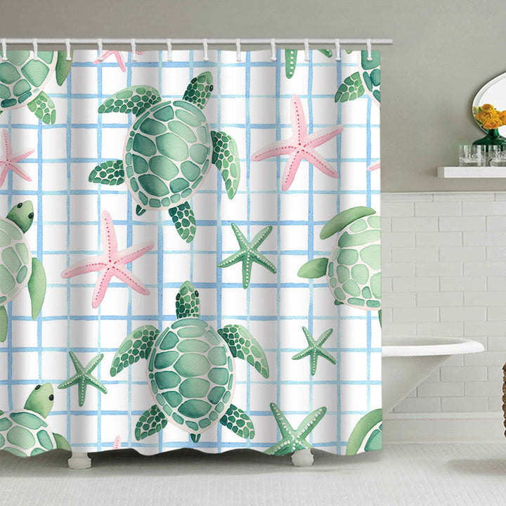 Coastal Pattern Shower Curtain Bowlift
