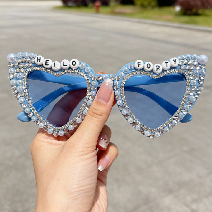 Heart-Shaped Pearl-Embellished Sunglasses Bowlift