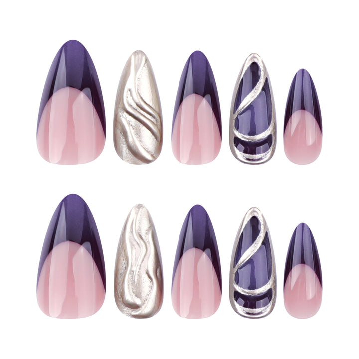 Artful stiletto nails with elegant gold and ombre design Bowlift