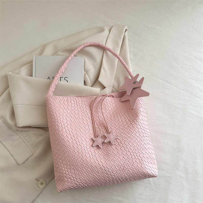 Textured Weave Handheld Shoulder Bag Bowlift