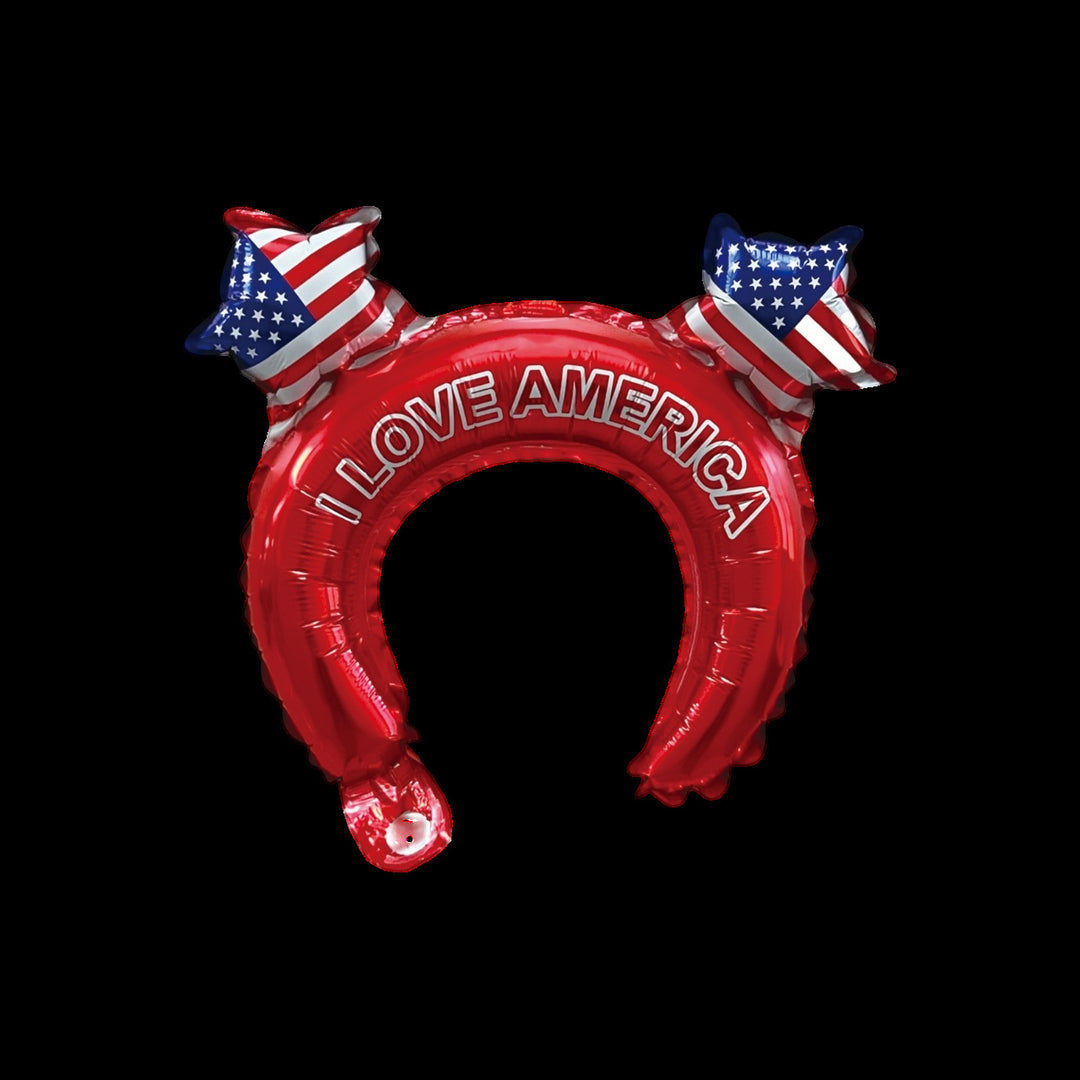 Unisex non-patriotic inflatable hairband with star ear bubbles and the inscription Bowlift