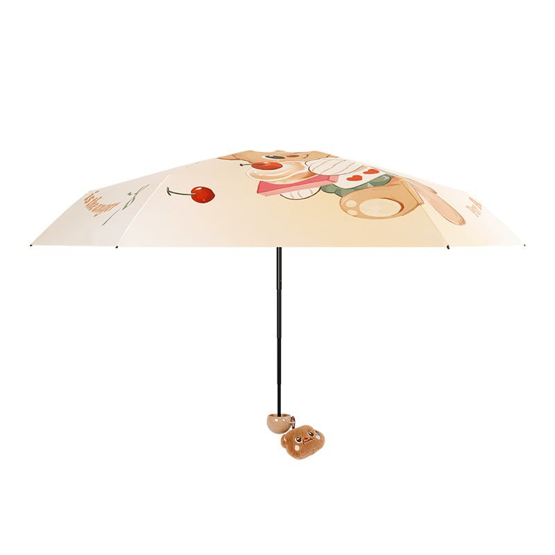Women's Folding Umbrella with Playful Animal Design Bowlift