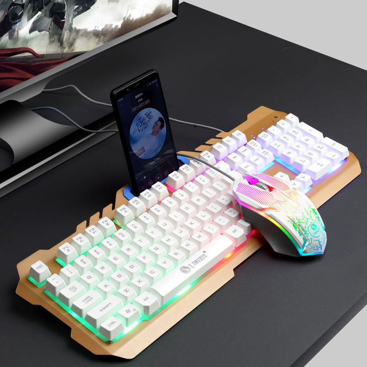 Gaming keyboard with integrated smartphone stand and RGB synchronization Bowlift