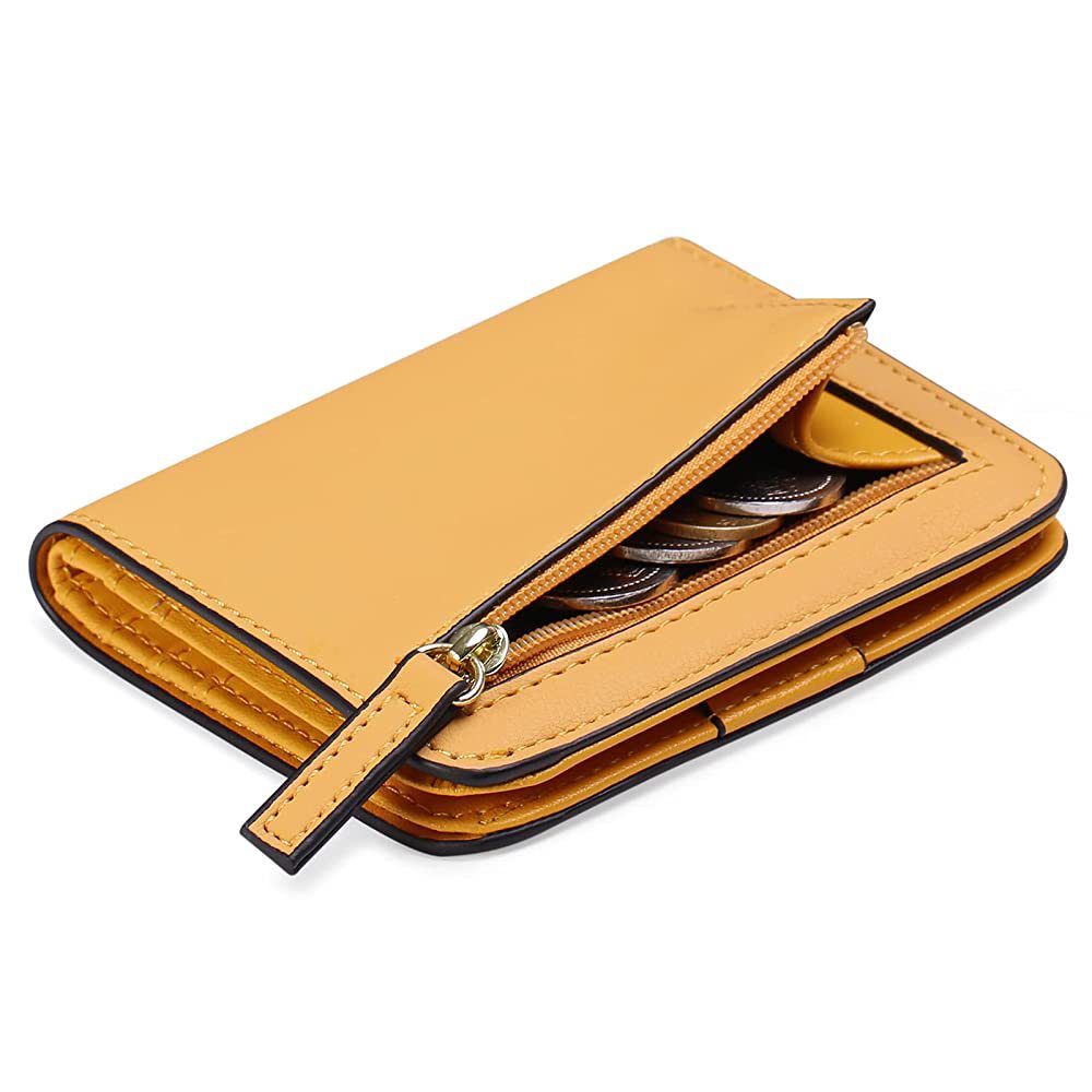Compact Saffiano Card and Coin Wallet with Zipper Pocket Bowlift