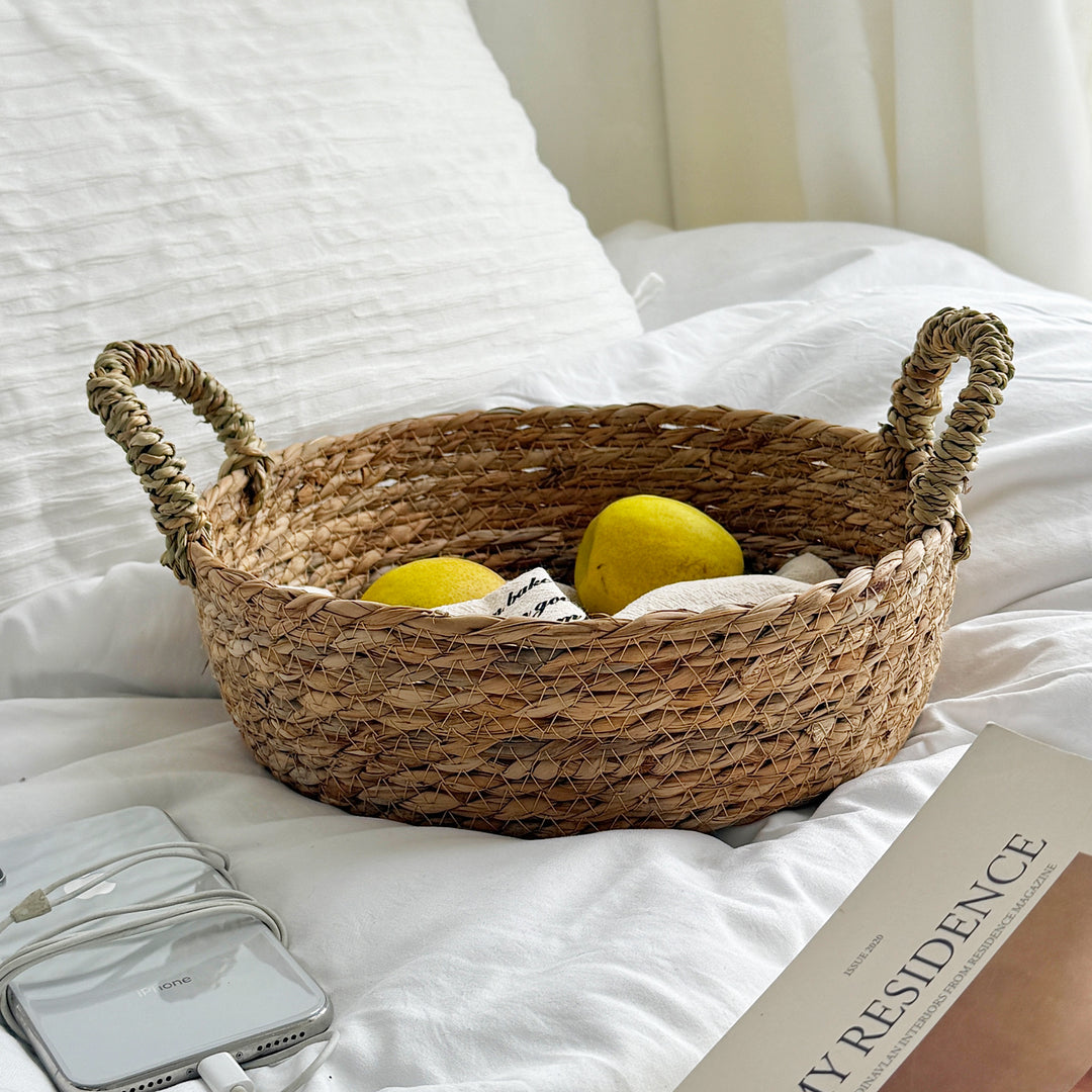 Handwoven storage basket with handles Bowlift