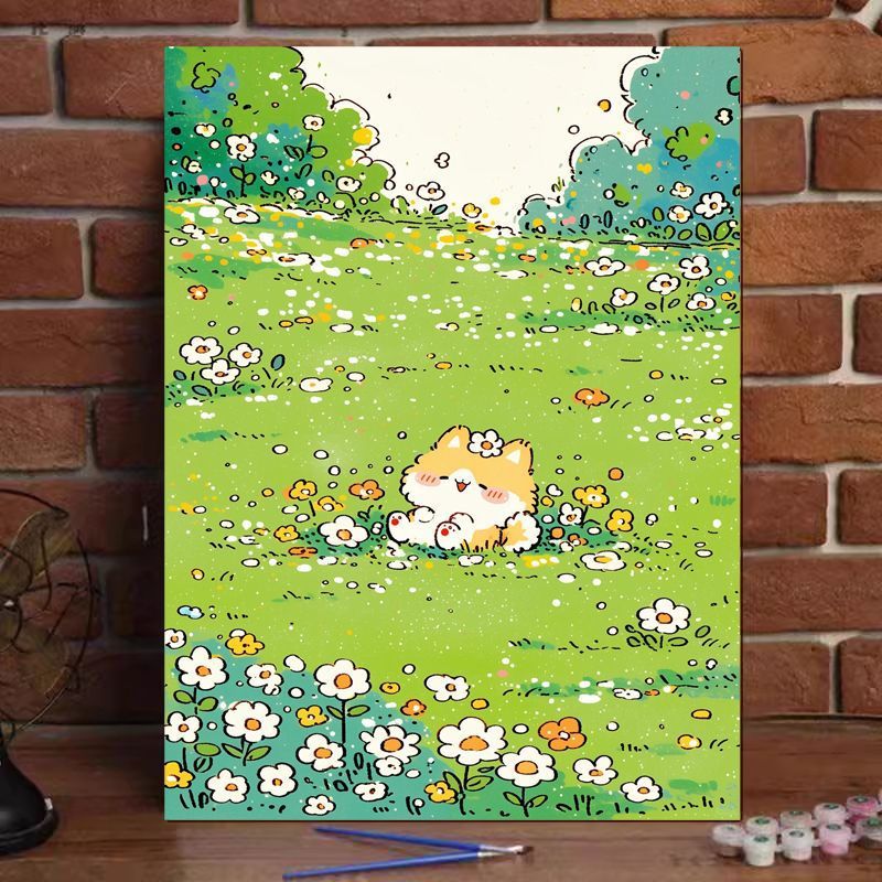 Cute Cat Illustration Canvas Art Print Bowlift