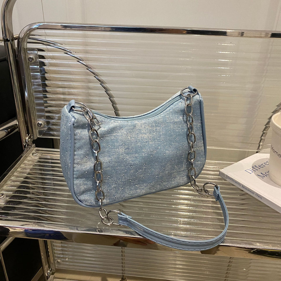 Stylish Chain-Handled Hobo Bag Bowlift