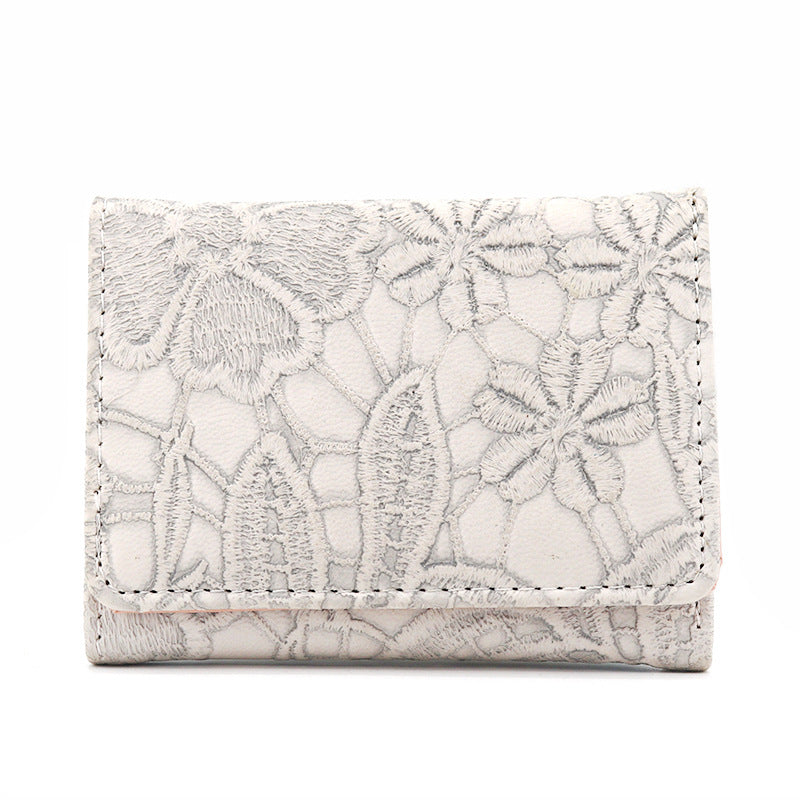 Floral Embossed Leather Coin Wallet