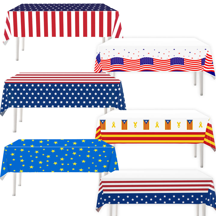 Unisex nan patriotic rectangular party tablecloth with stars and stripes waterproof disposable plastic Bowlift
