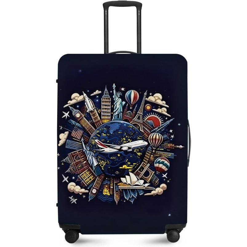 Unisex nan elastic suitcase cover with UV-resistant motif print and zip opening Bowlift