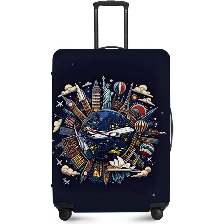 Unisex nan elastic suitcase cover with UV-resistant motif print and zip opening Bowlift