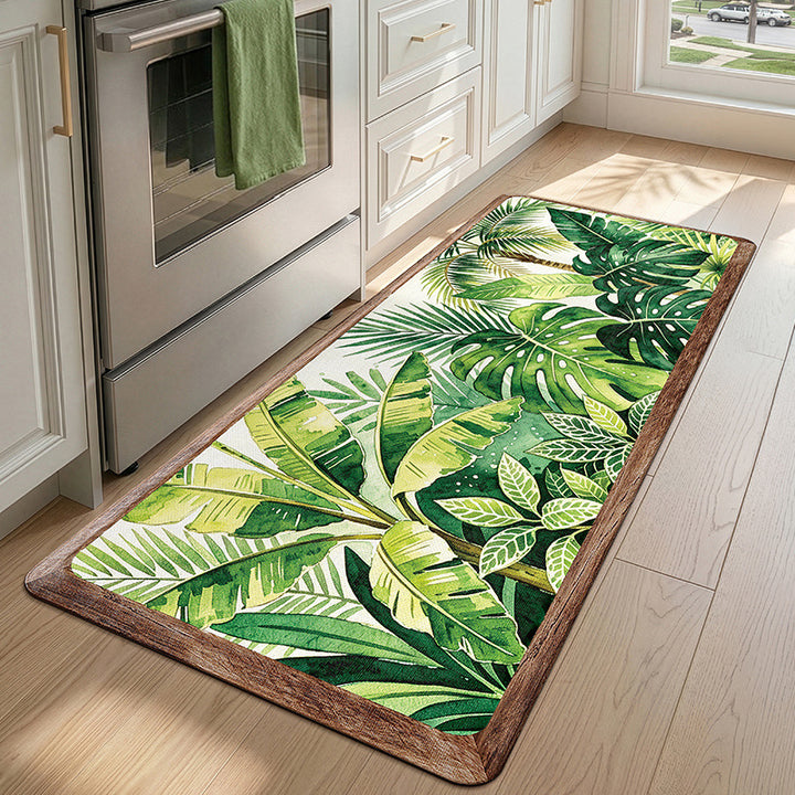 Decorative Jungle-Themed Kitchen Runner Mat Bowlift
