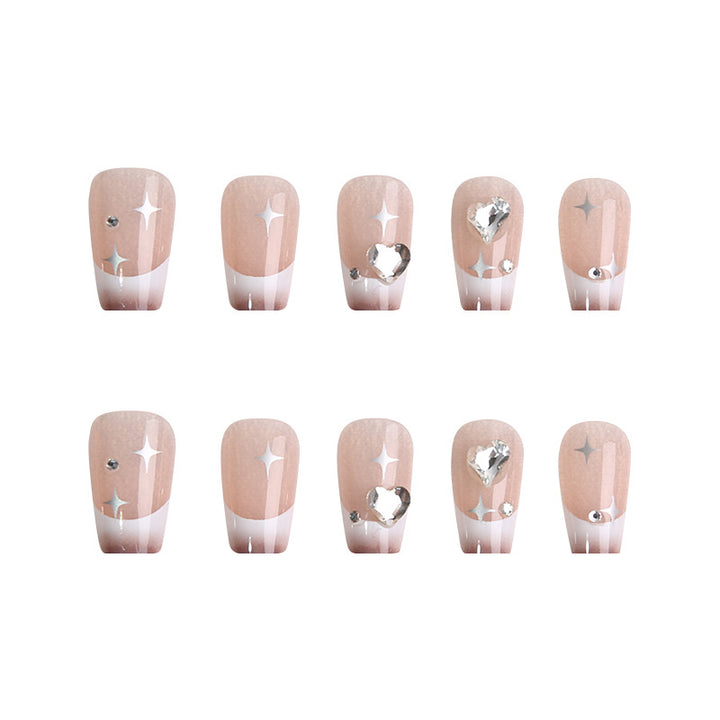 Acrylic nail set with sparkling crystal decorations Bowlift
