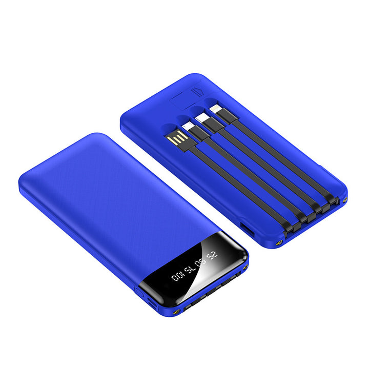 Portable power bank with integrated charging cables and digital display Bowlift
