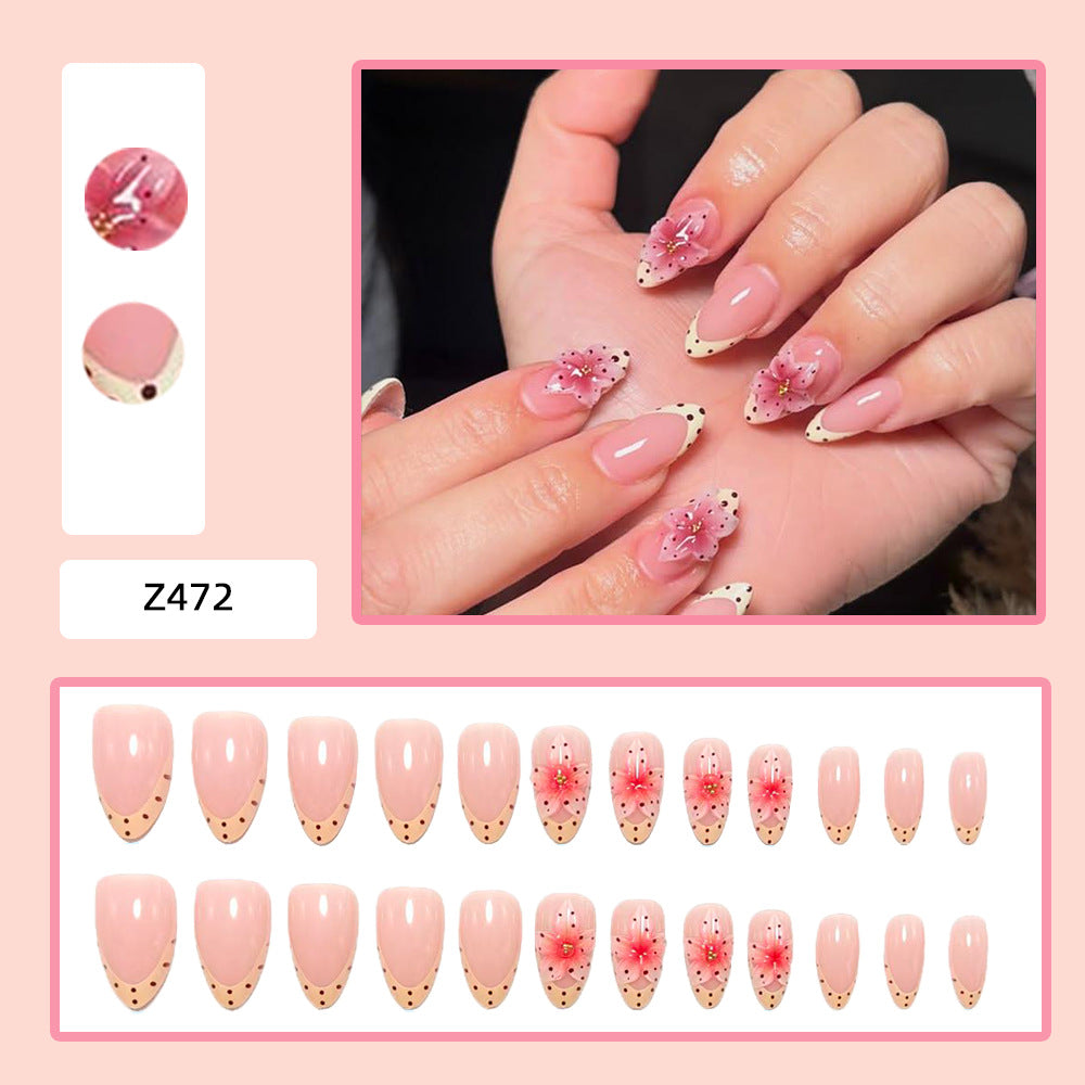 Artificial nails with floral design and elegant accents Bowlift