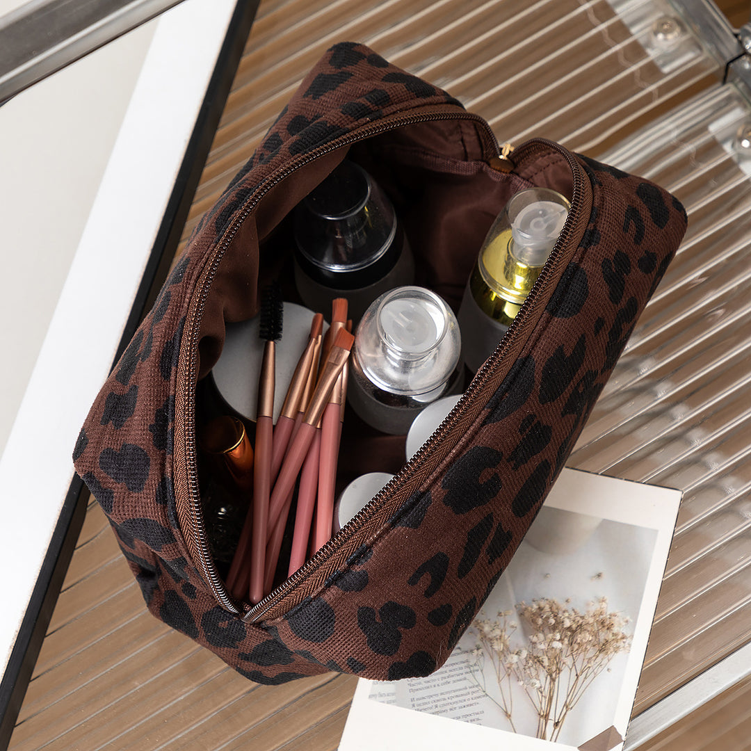 Textured Leopard Print Pencil Case Bowlift