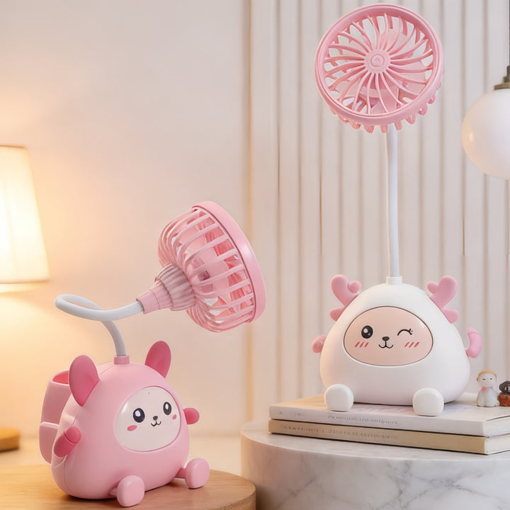 Ladies desk lamp with integrated mini fan Bowlift