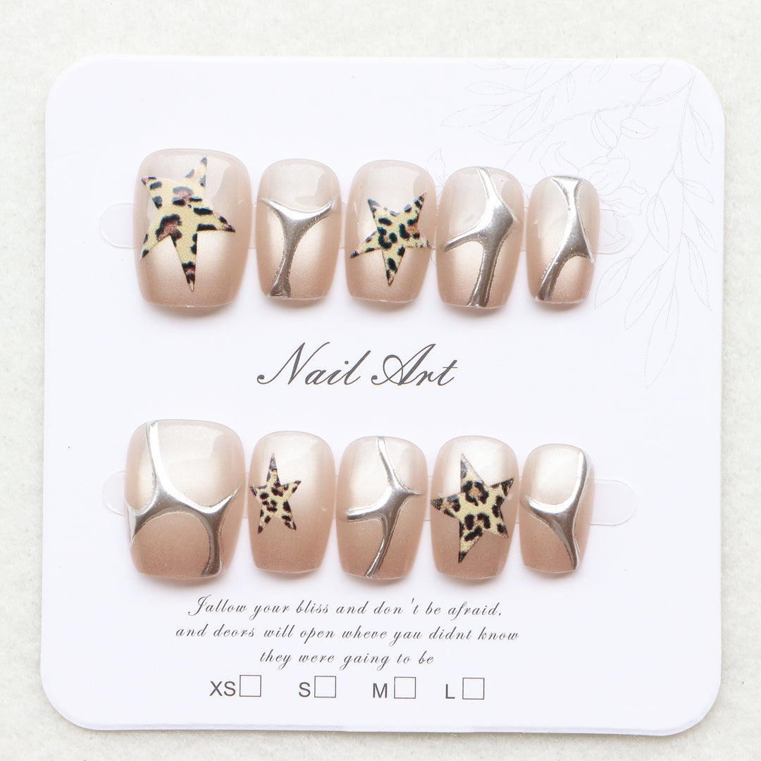 Decorative Press-On Nail Art Set with Star Accents Bowlift