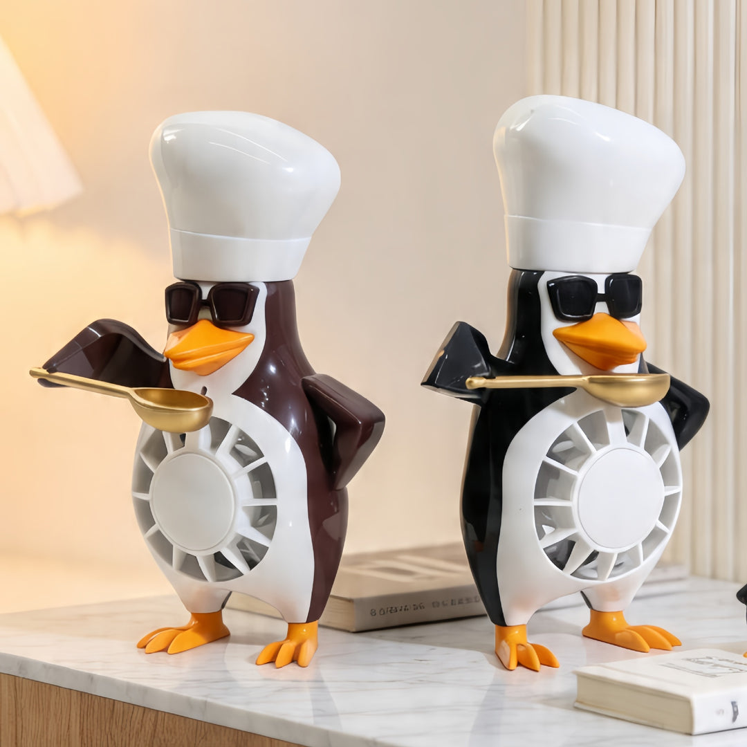 Ladies table fan in modern penguin design Bowlift