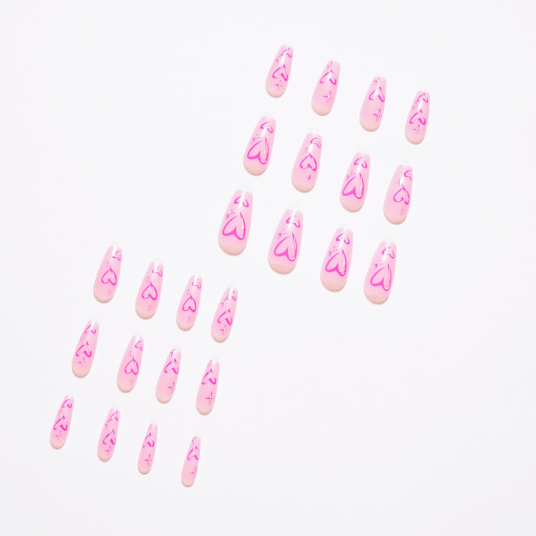 Artistic acrylic nails with heart design Bowlift